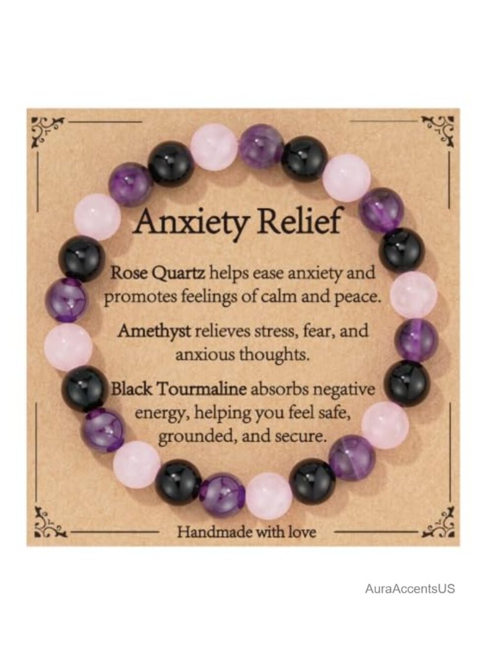 Natural Gemstone Stretch Bracelet Anxiety Relief Gift for Her